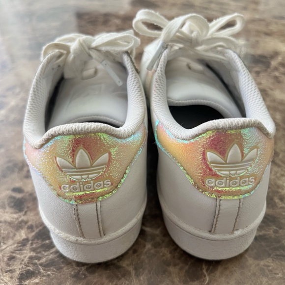 ADIDAS GIRL'S SNEAKERS SHOES WHITE PINK STRIPES SUPERSTAR - Picture 5 of 9